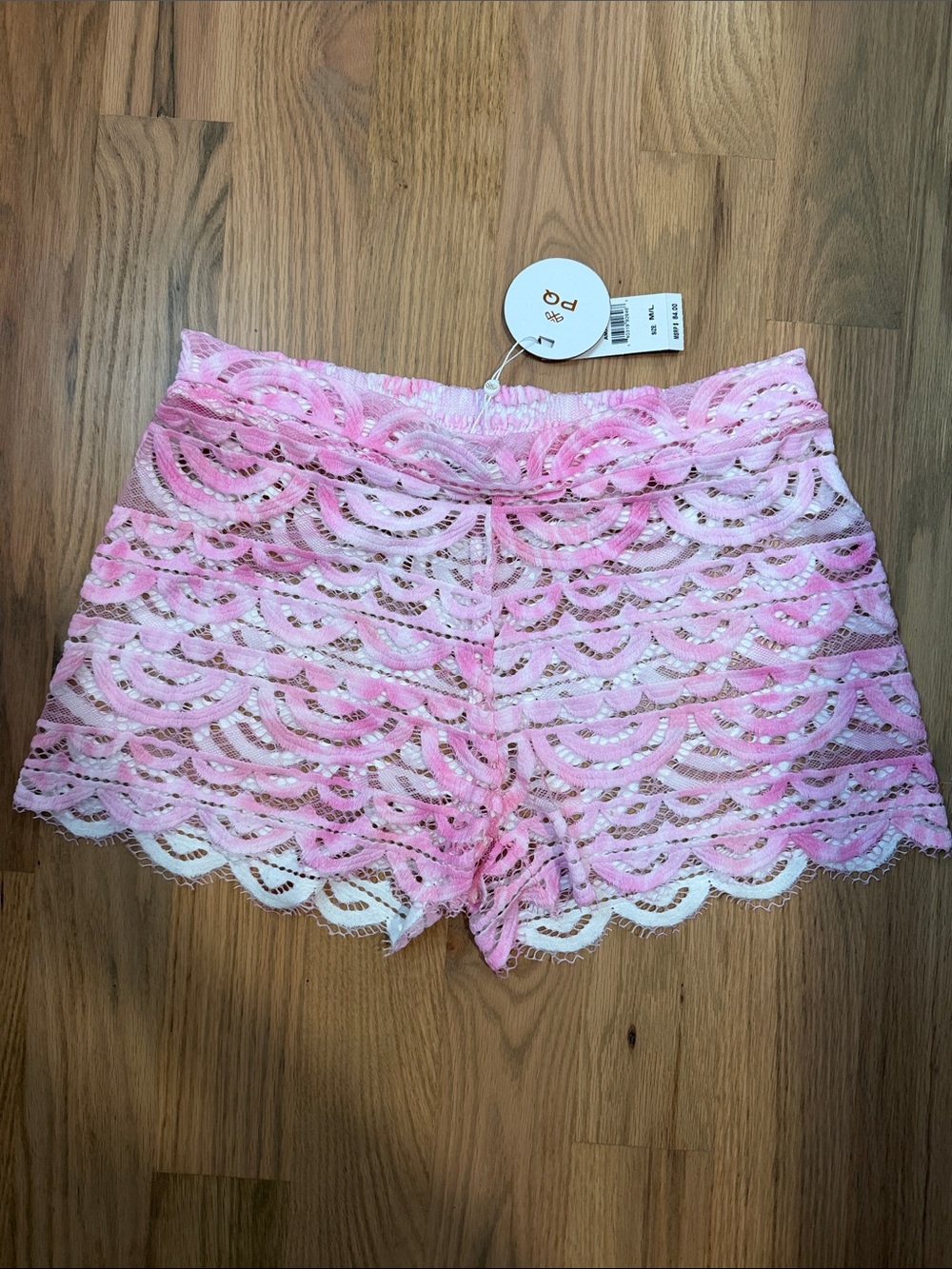 PQ Swim Pink Lace Crochet Swim Coverup Shorts